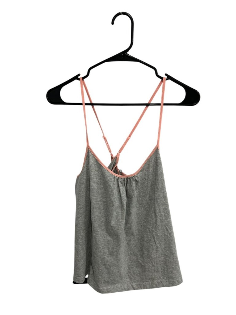 Calme Large Gray Pink Adjustable Straps Cotton Tank Top Minimalist Clean Girl